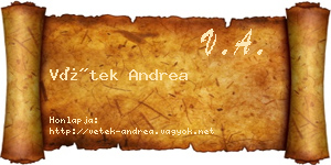 Vétek Andrea névjegykártya